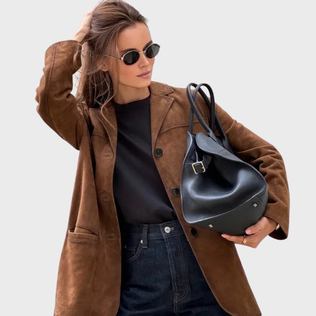 Selvyn | Veste chaude en daim à revers pour femme – Manteau élégant d'automne et d'hiver
