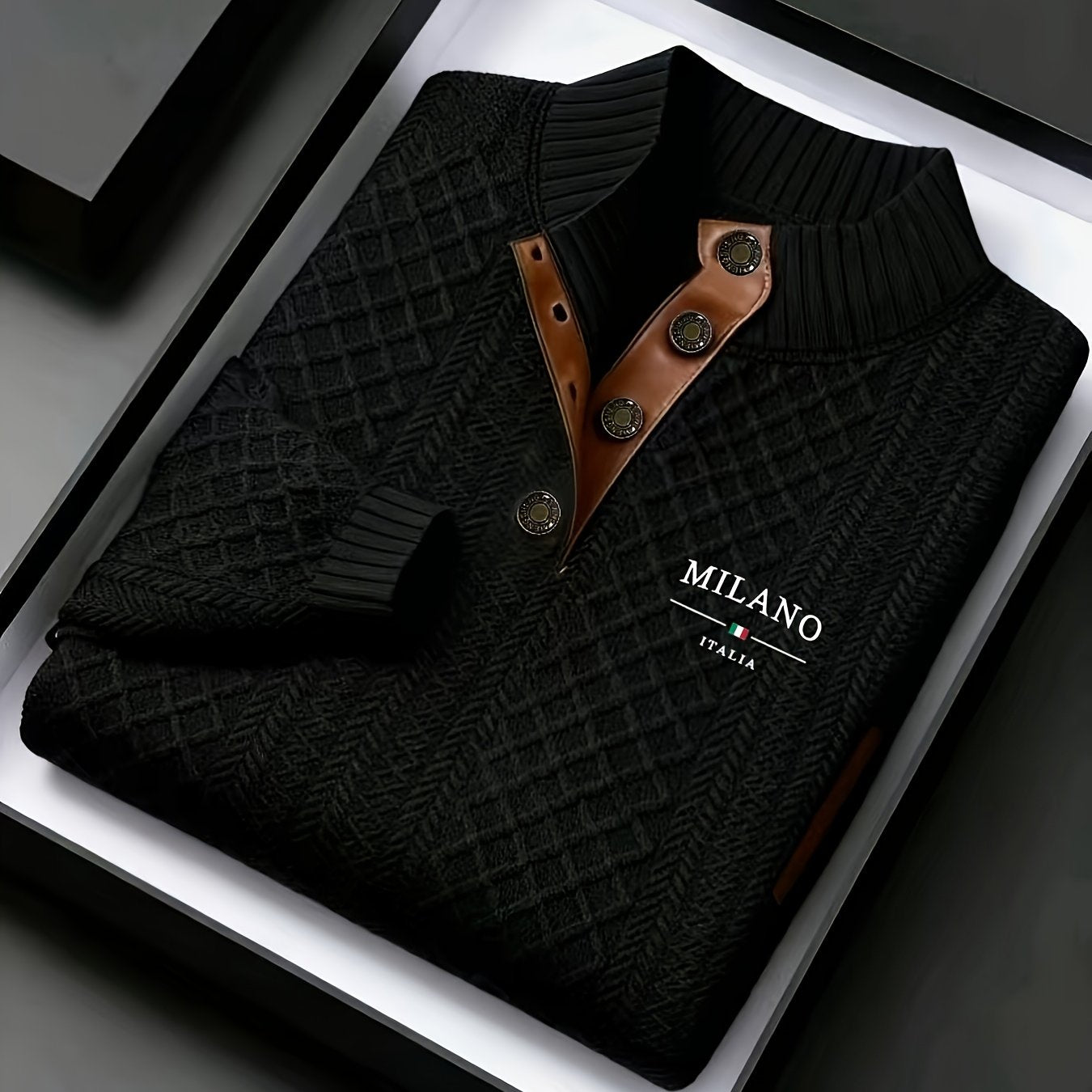 Denric | Standkraag jacquard gebreide trui, gestructureerde pullover voor herfst- en winterkleding, warme outdoor trui