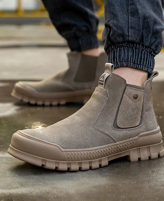 FrostTread | Warme, met pluche gevoerde enkellaarzen voor heren – Comfortabele, antislip leren schoenen