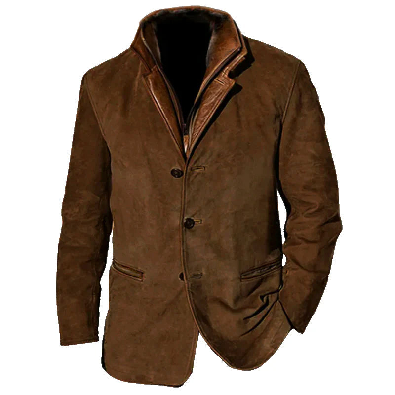 Zalthor | Herren-Wildlederjacke – Knopfverschluss, lässige Oberbekleidung, Western-Look