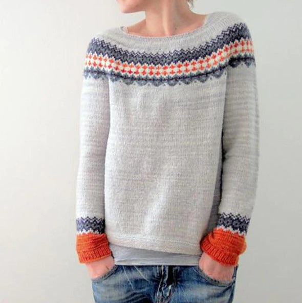 Sena | Pull rétro femme – Pull vintage en maille à motifs
