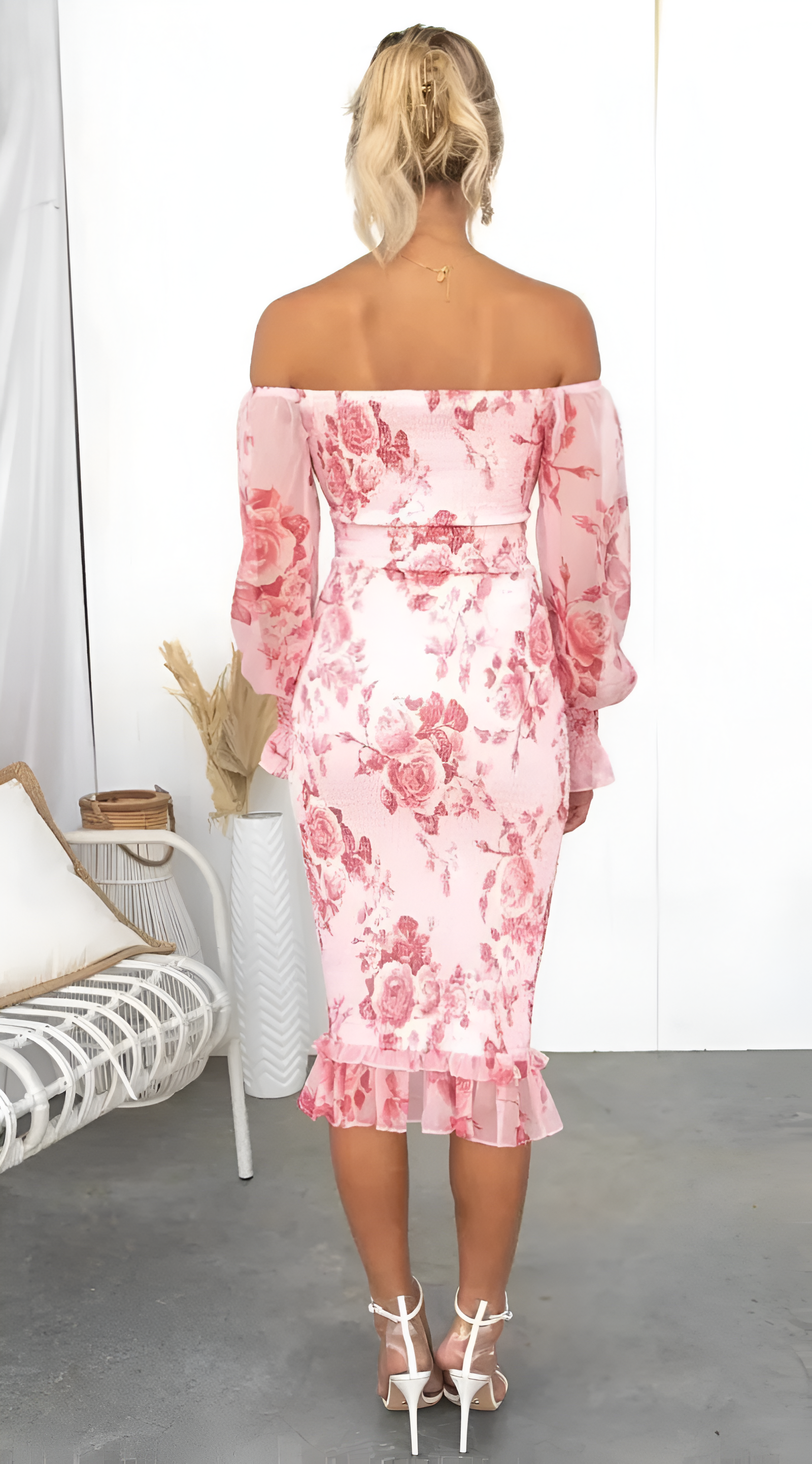 Pema | Dames bloemenjurk – elegante midi jurk, lichtgewicht zomerjurk