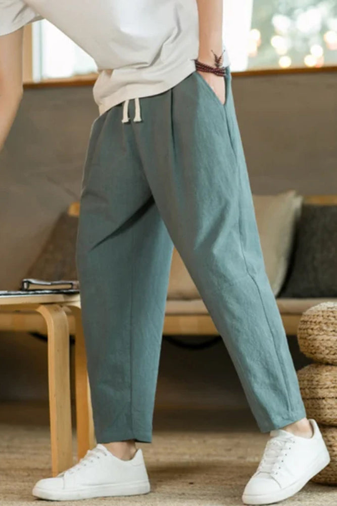 Yiorgos | Pantalon homme en coton respirant - Coupe décontractée, taille ajustable par cordon