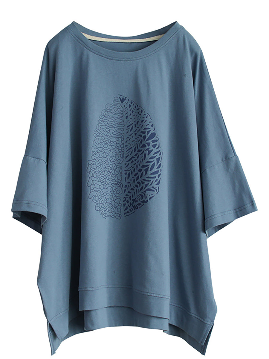 Noctira | Zomer-T-shirt met halflange mouwen en bladerenprint voor dames