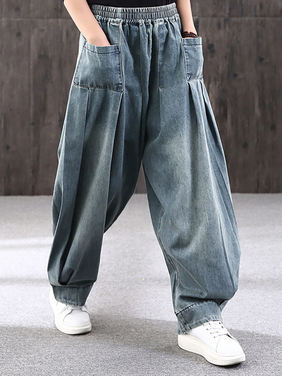 Sylirae | Damesjeans met losse pasvorm in effen kleur – Casual baggy jeans met gewassen look