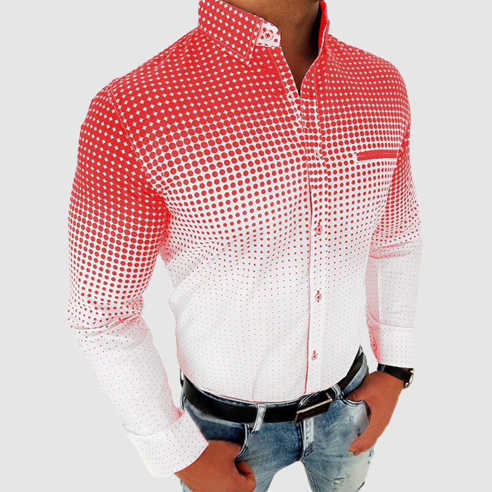 Calvor | Knoopoverhemd met kleurverloop voor heren - Lange mouwen, business casual, slim fit overhemd