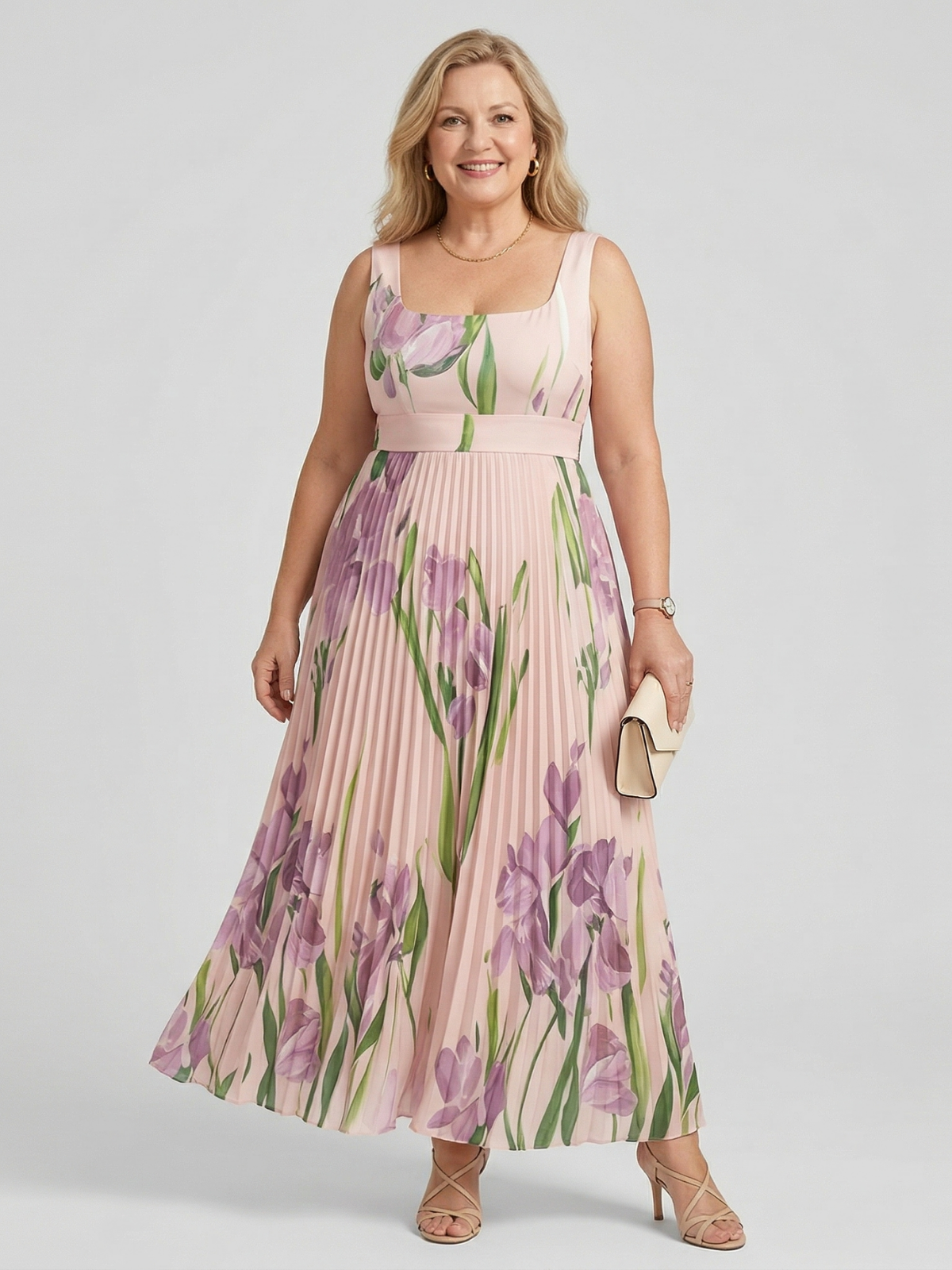 Elissa | Dames Bloemen Geplooide Maxi Jurk – Mouwloos, Elegante Zomer Maxi Jurk