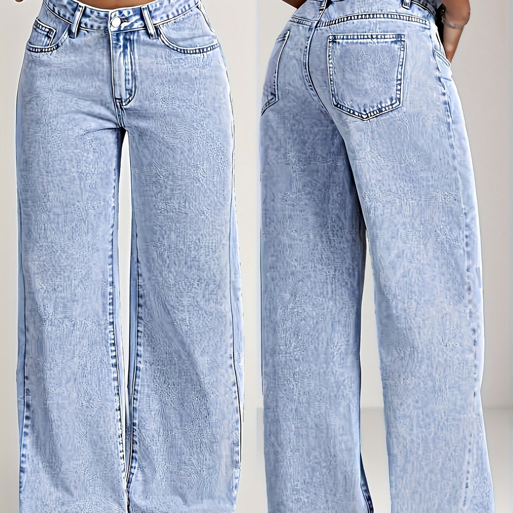 Sylvitha | Jeans femme coupe droite et large – Pantalon décontracté et confortable