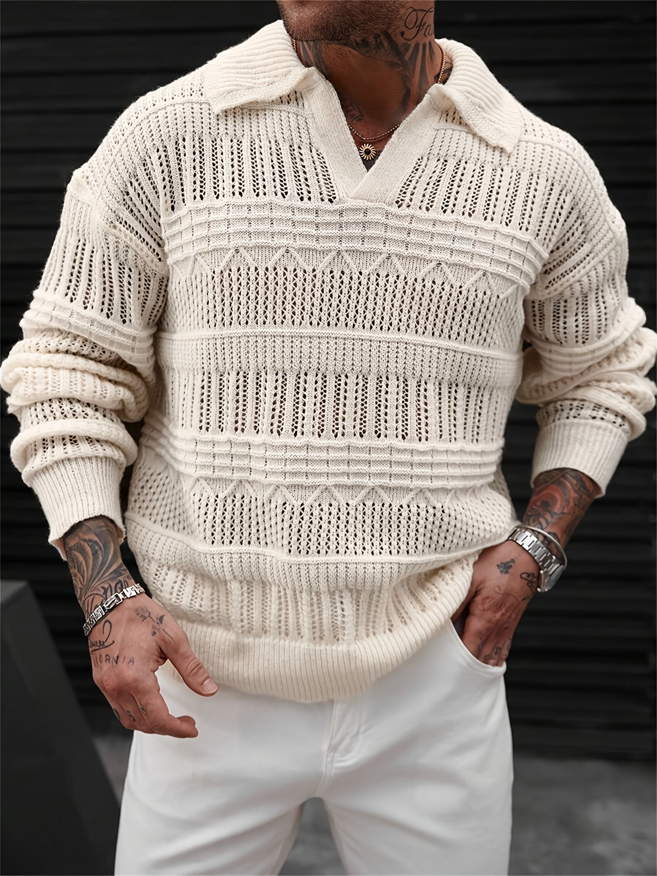 Zayrik | Heren Gebreide Trui met Kraag – Herfst Winter Pullover met Lange Mouwen