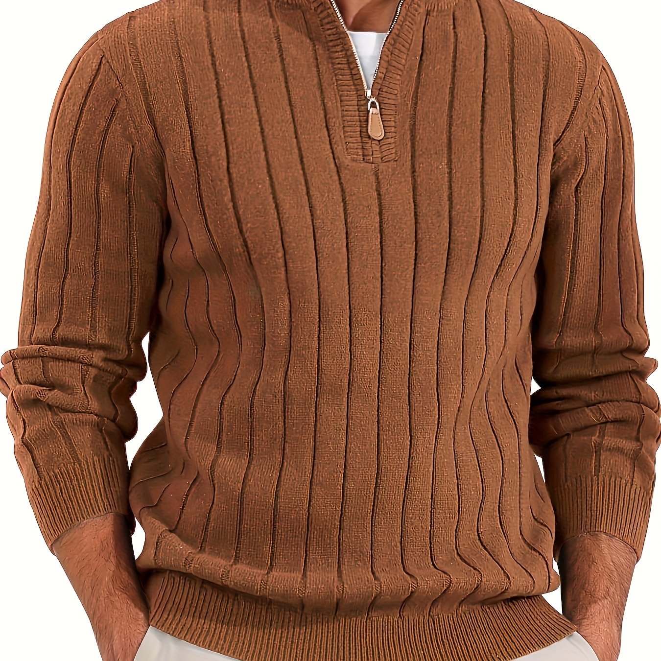 Brinor | Heren trui met halve rits – Casual trui met opstaande kraag, losse pasvorm, ritssluiting