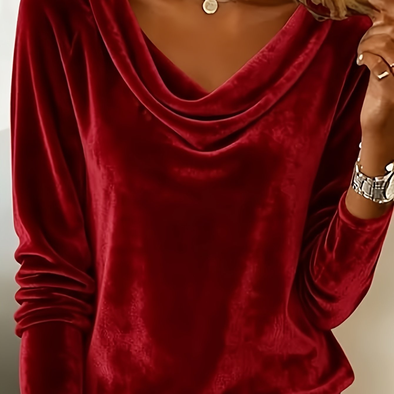 Thyvanna | Vrouwen fluwelen T-shirt met lange mouwen – Warme, dikke top voor herfst en winter