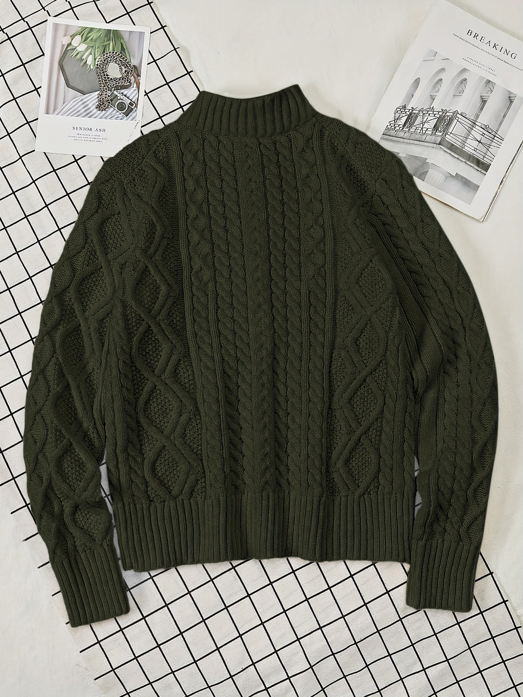 Dagfinn | Herren-Pullover mit Stehkragen und halber Reißverschluss, weiches Strickmaterial
