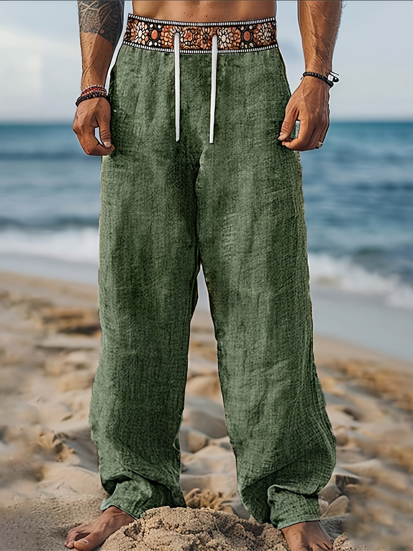 Ezra | Heren casual linnen strandbroek – lichtgewicht, ademende broek met trekkoord