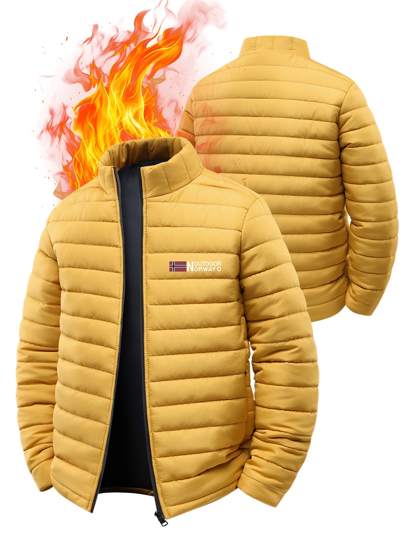 Kyro | Geïsoleerde winterjas voor heren met Scandinavisch letterontwerp – dik gevoerde jas met ritssluiting