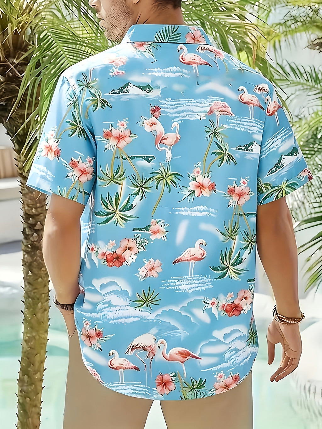 Cylen | Hawaïaans herenhemd van 100% katoen – met palmbomenprint en korte mouwen