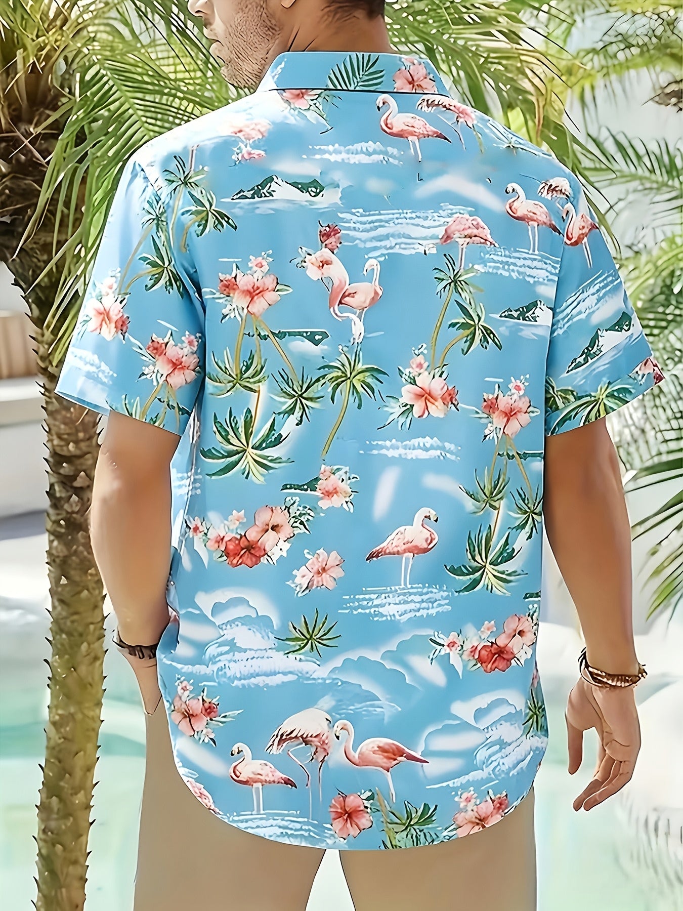 Cylen | Hawaïaans herenhemd van 100% katoen – met palmbomenprint en korte mouwen