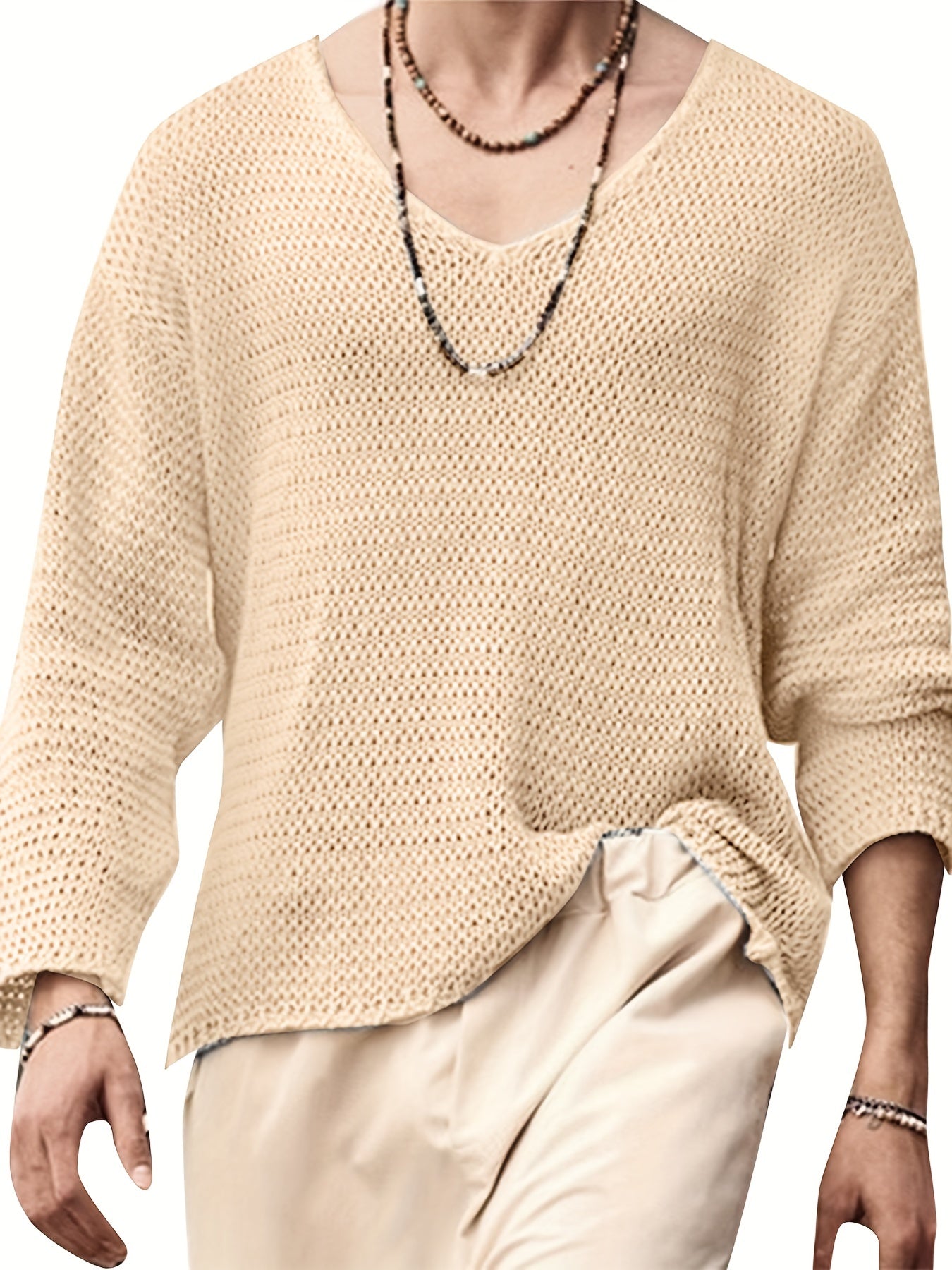 Hanno | Heren V-hals Lange Mouwen Hol gebreide Top - Casual, Lichtgewicht & Stijlvol Overhemd