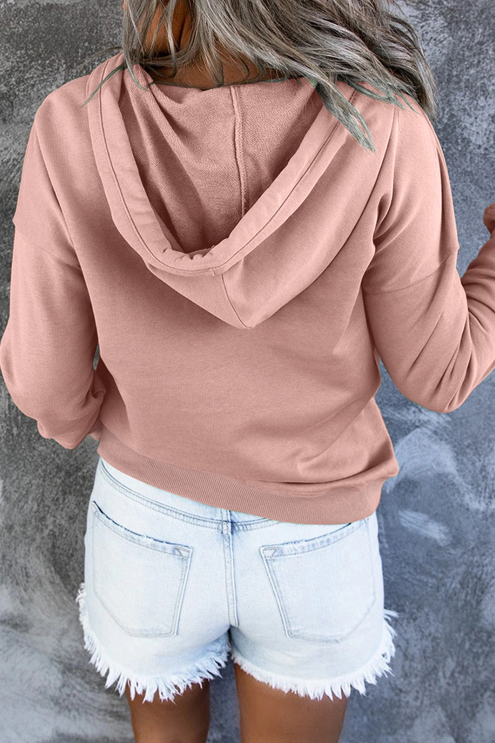 Diletta |  Basic hoodie – Drukknopen aan de voorkant, verstelbaar trekkoord, casual pullover-sweatshirt