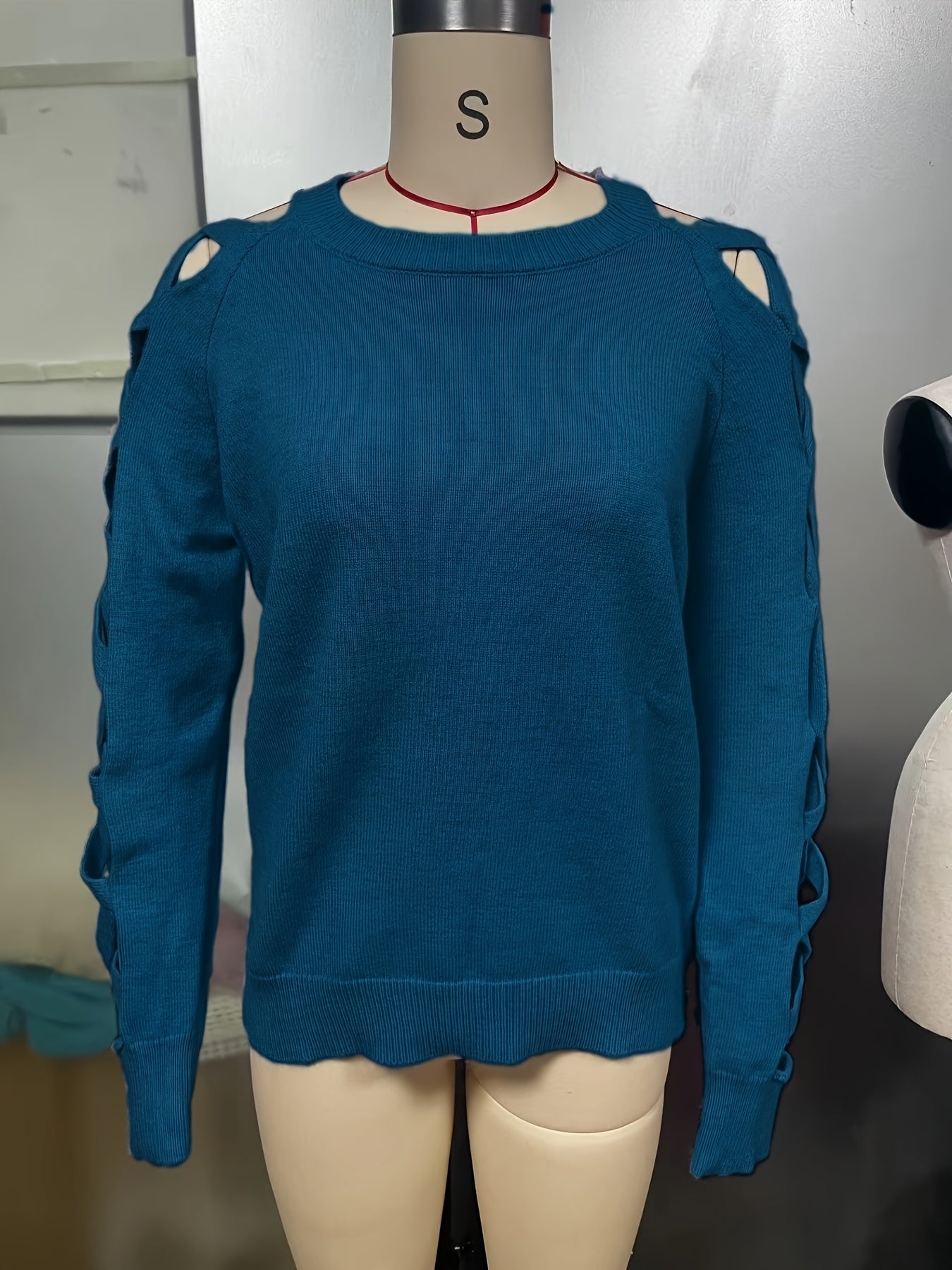 Ardelle | Dames Effen Pullover met Opengewerkte Mouwen – Lichtgewicht Gebreide Top