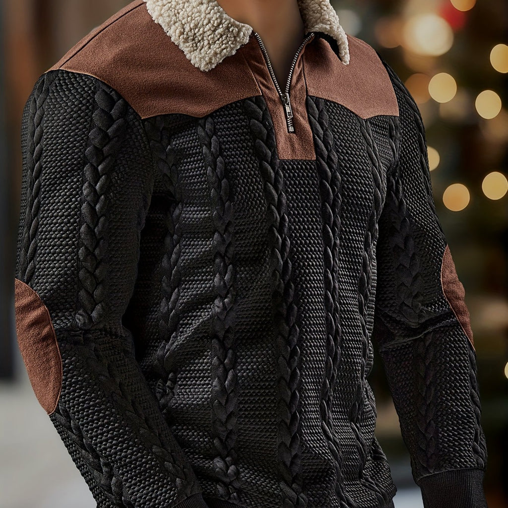 Magnar | Casual sportieve herentrui – herfst/winter outdoor jacquardbreisel, ritskraag, contrasterende stiksels