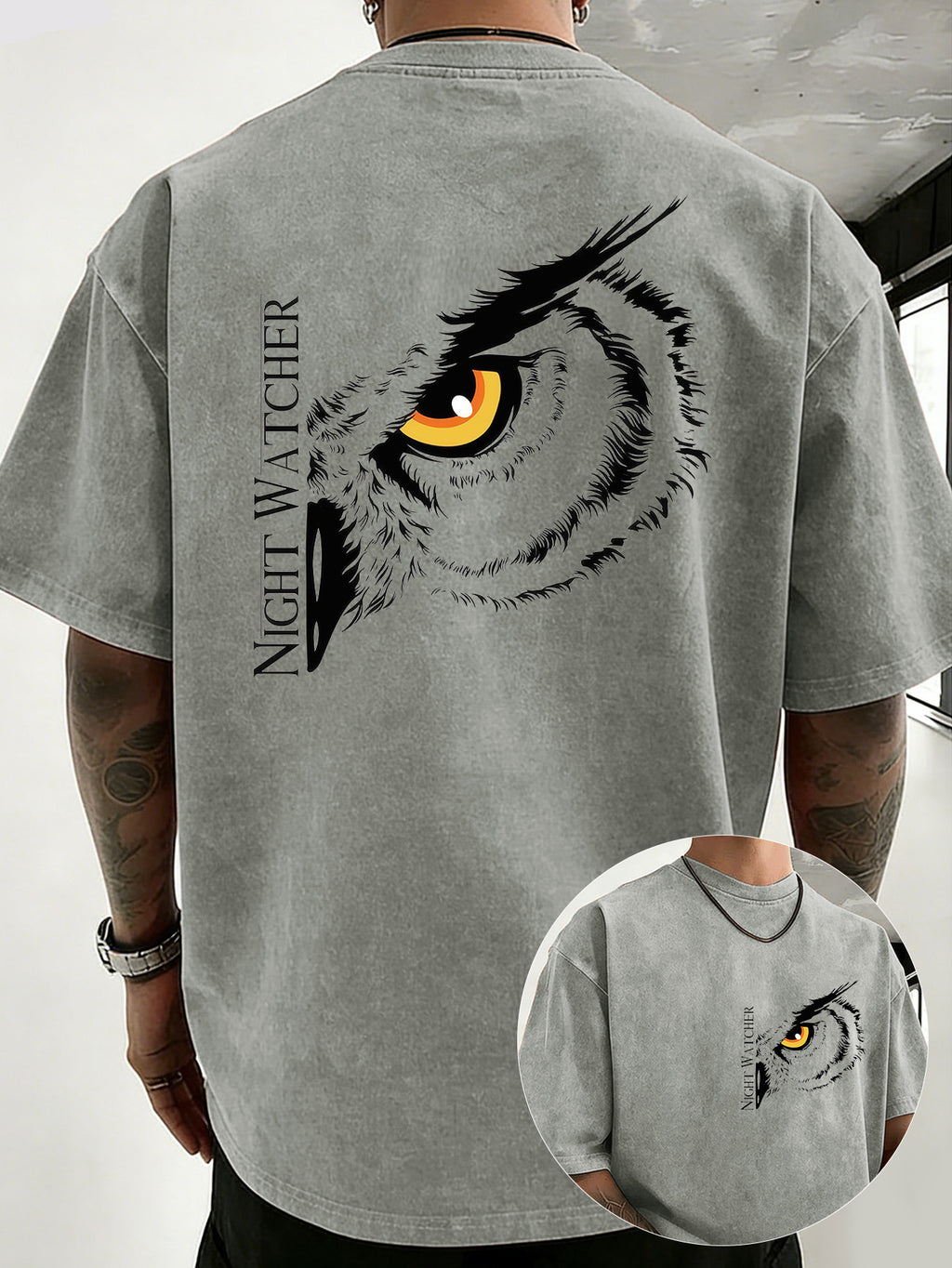 Alrican | Vintage oversized T-shirt van zwaar katoen, gewassen, losse pasvorm