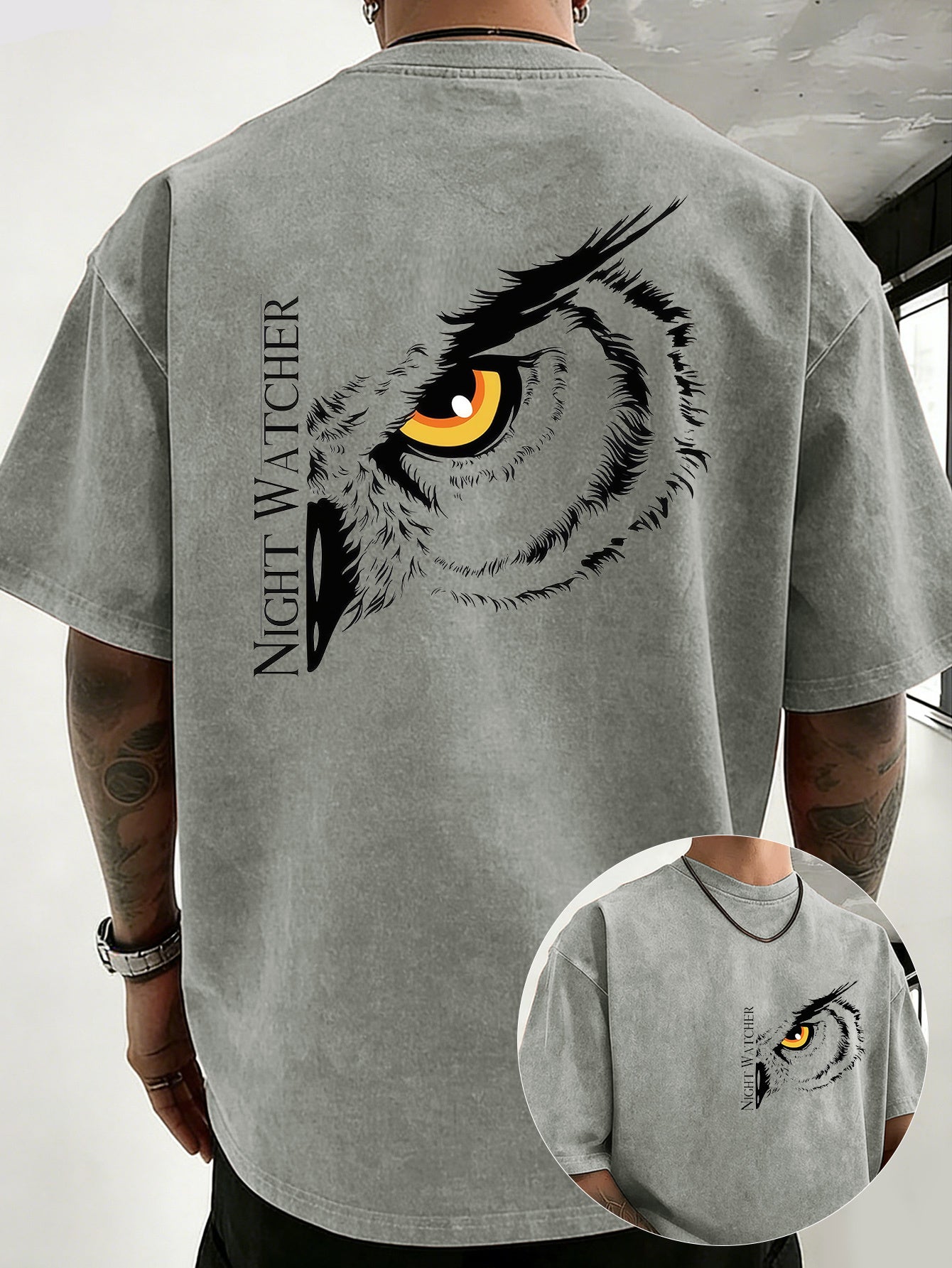 Alrican | Vintage oversized T-shirt van zwaar katoen, gewassen, losse pasvorm