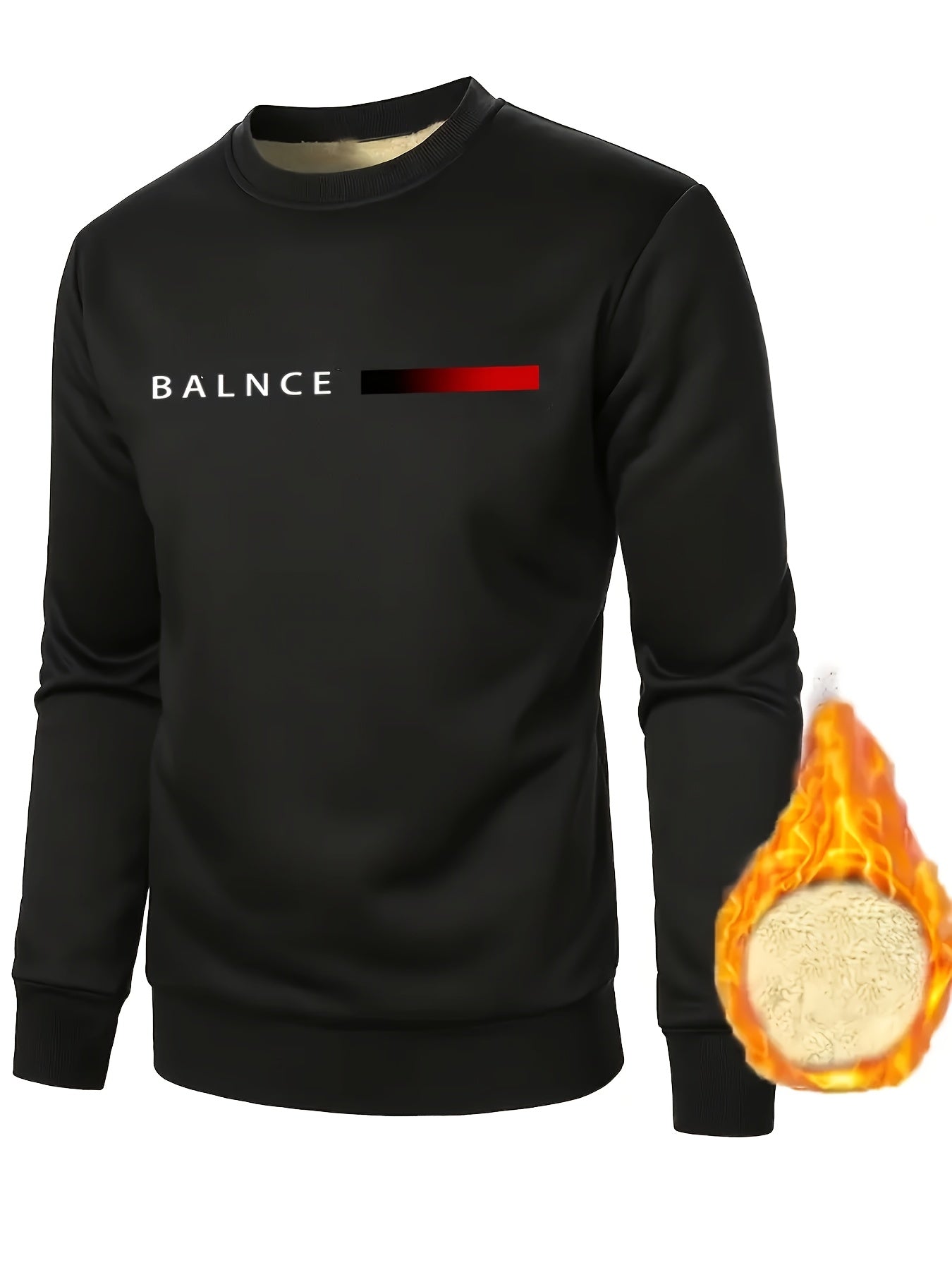 Luis | Heren sweatshirt met fleecevoering en print met kleurverloop van vlammen, casual streetwear