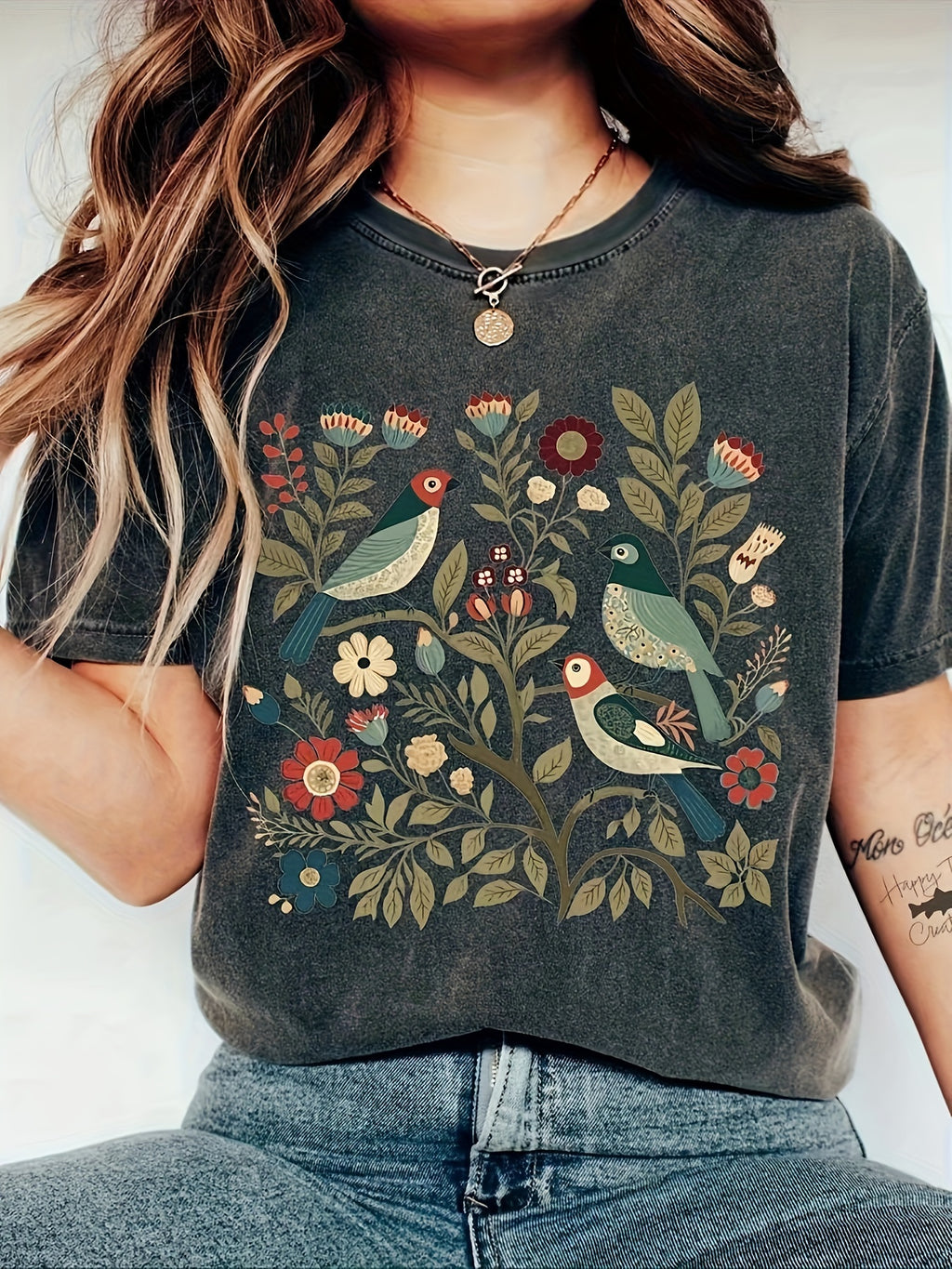 Olyssia | Dames Vintage T-shirt met bloemenprint - Casual Loose Fit