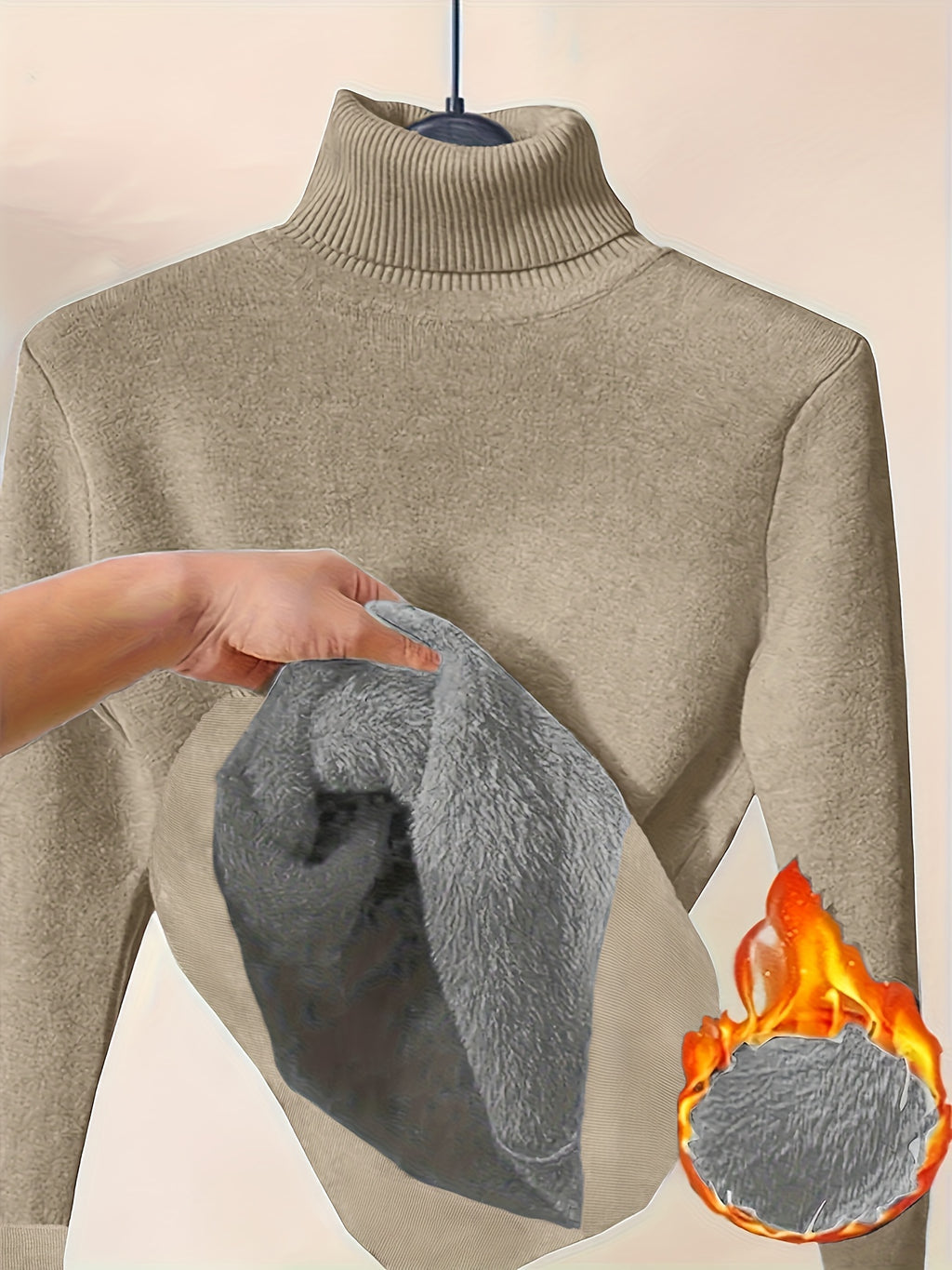 Dilon | Klassieke herentrui met hoge kraag – zachte, stretch fleece gevoerde wintertrui