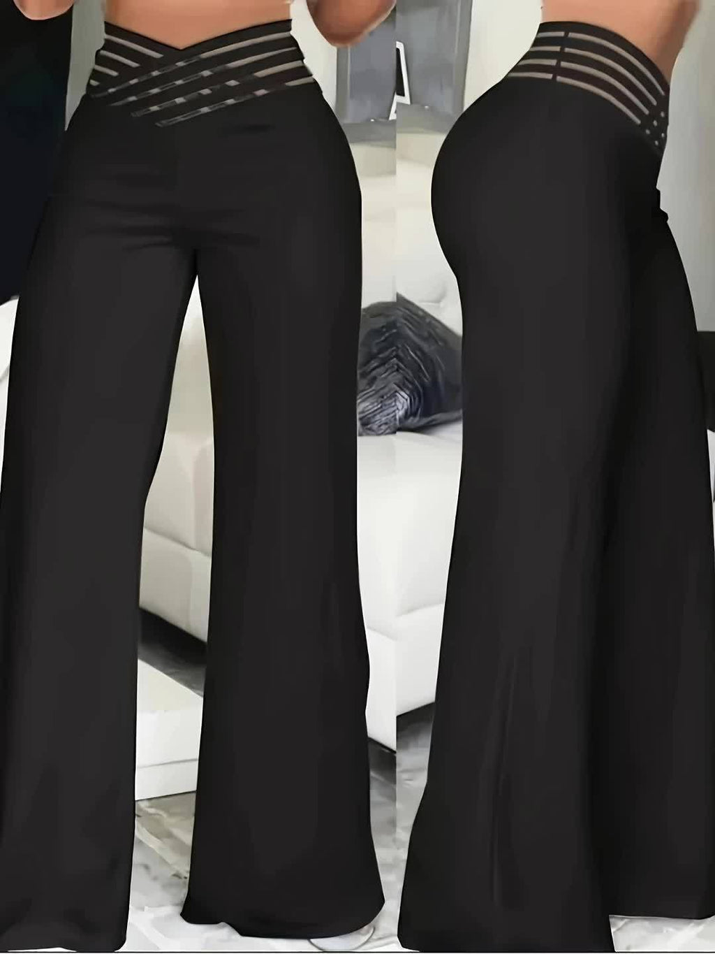 Syrene | Pantalon large taille haute pour femme – Détail élégant à l'entrejambe, extensible et confortable