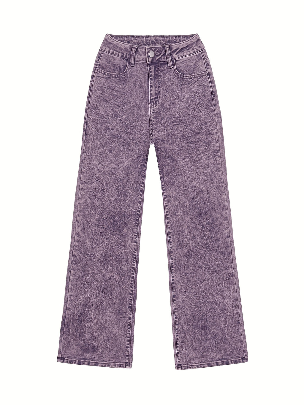 Viridia | Damen-Stretchjeans mit hohem Bund – Locker sitzend, Acid-Wash-Optik, gerades und weites Bein, Bauchkontrolle, Taschen