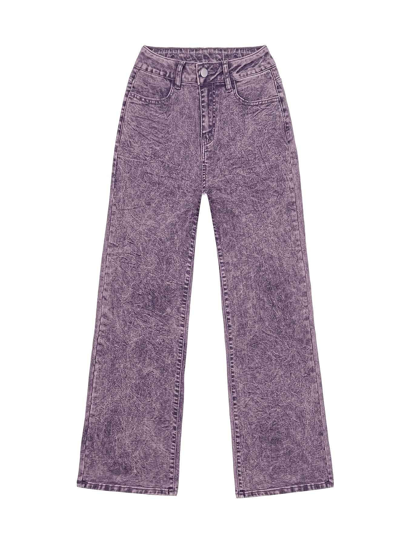 Viridia | Damen-Stretchjeans mit hohem Bund – Locker sitzend, Acid-Wash-Optik, gerades und weites Bein, Bauchkontrolle, Taschen