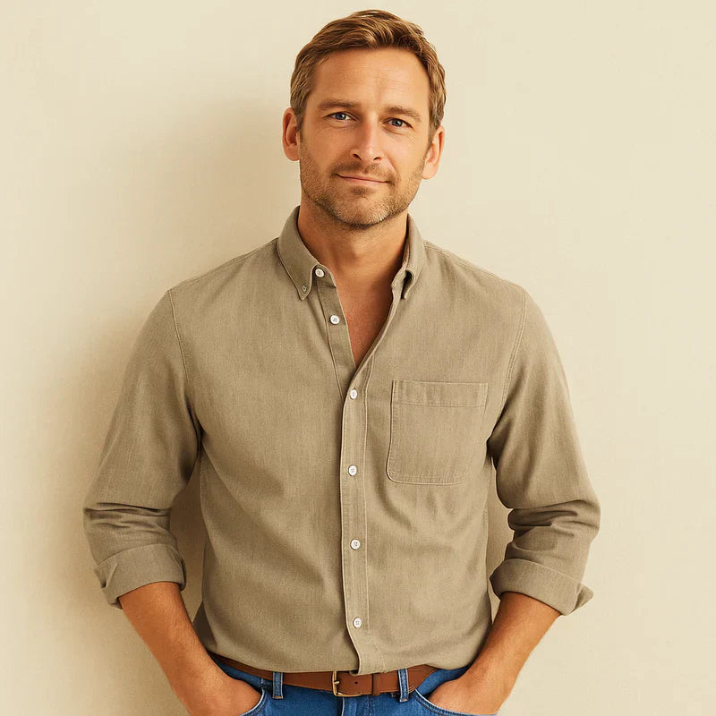 Eryx | Heren casual linnen overhemd – ademend model met lange mouwen en knoopsluiting