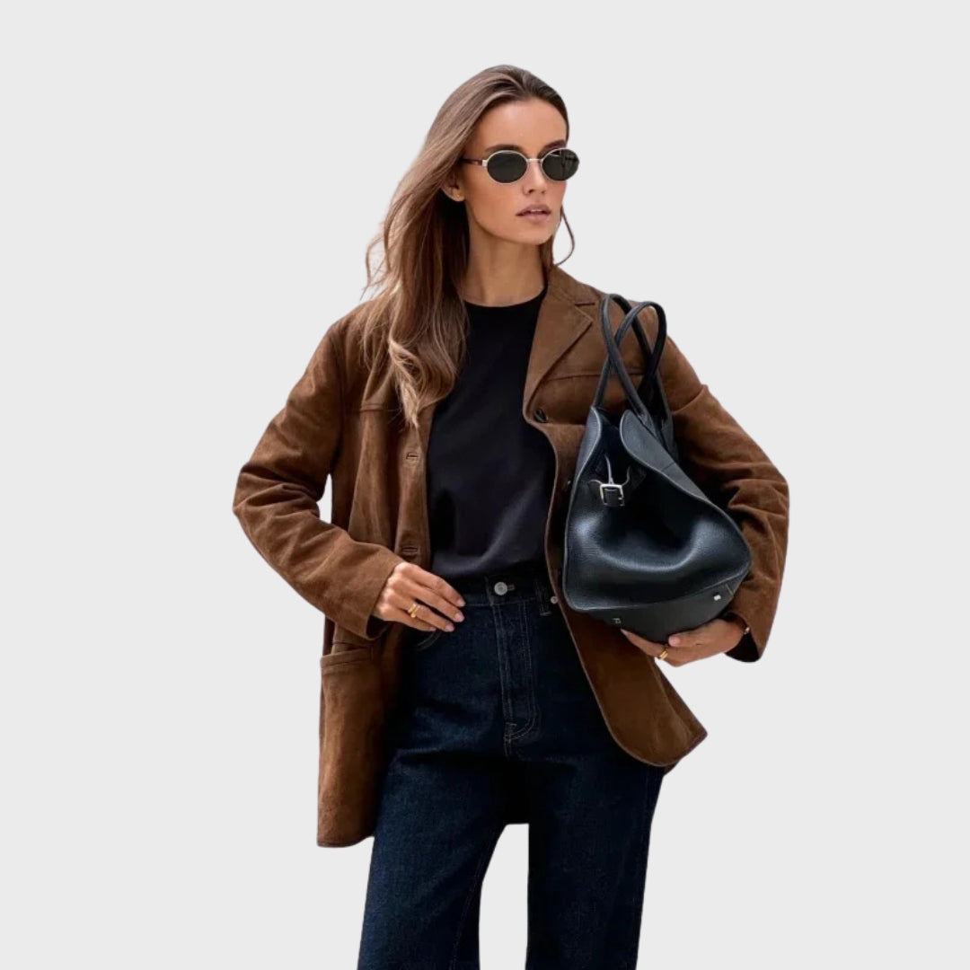 Selvyn | Veste chaude en daim à revers pour femme – Manteau élégant d'automne et d'hiver