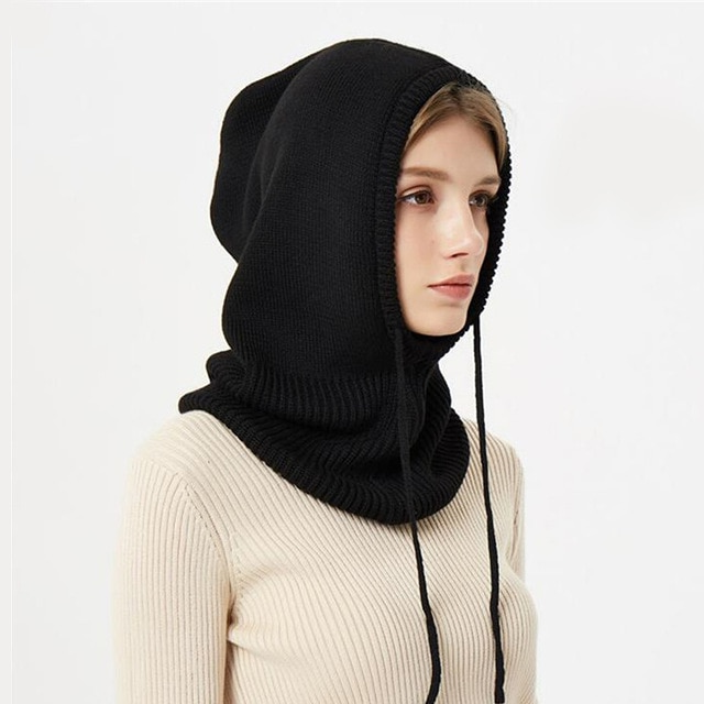 CozyVeil | Cagoule en laine tricotée – Bonnet d'hiver doux en cachemire et protection chaude pour le visage par temps froid