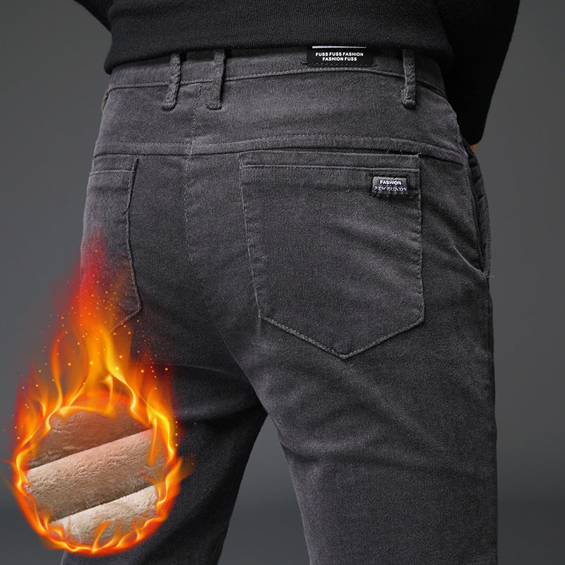 Lyrin | Premium corduroy winterbroek voor heren – Slim fit warme broek met fleecevoering
