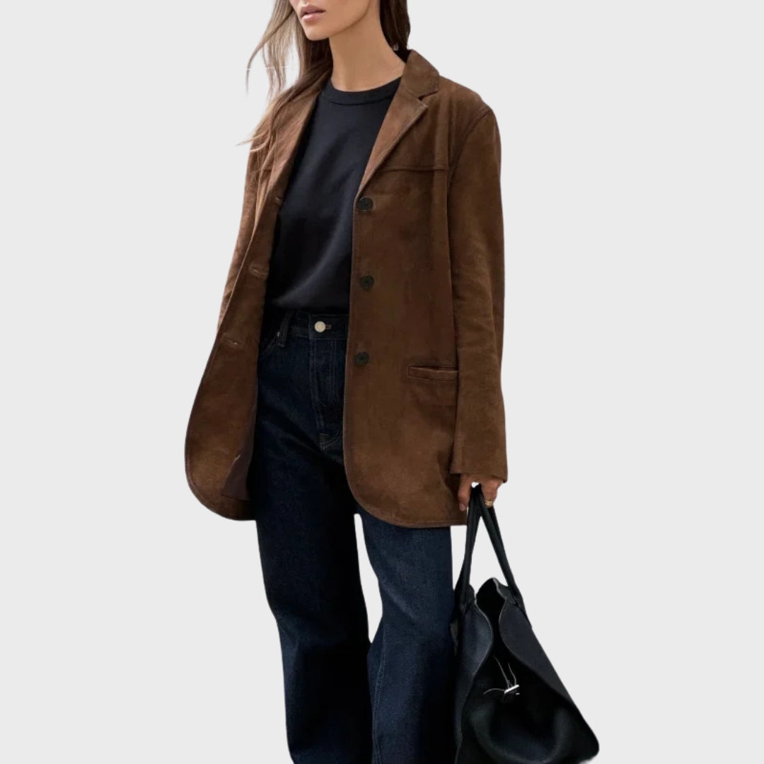 Selvyn | Veste chaude en daim à revers pour femme – Manteau élégant d'automne et d'hiver