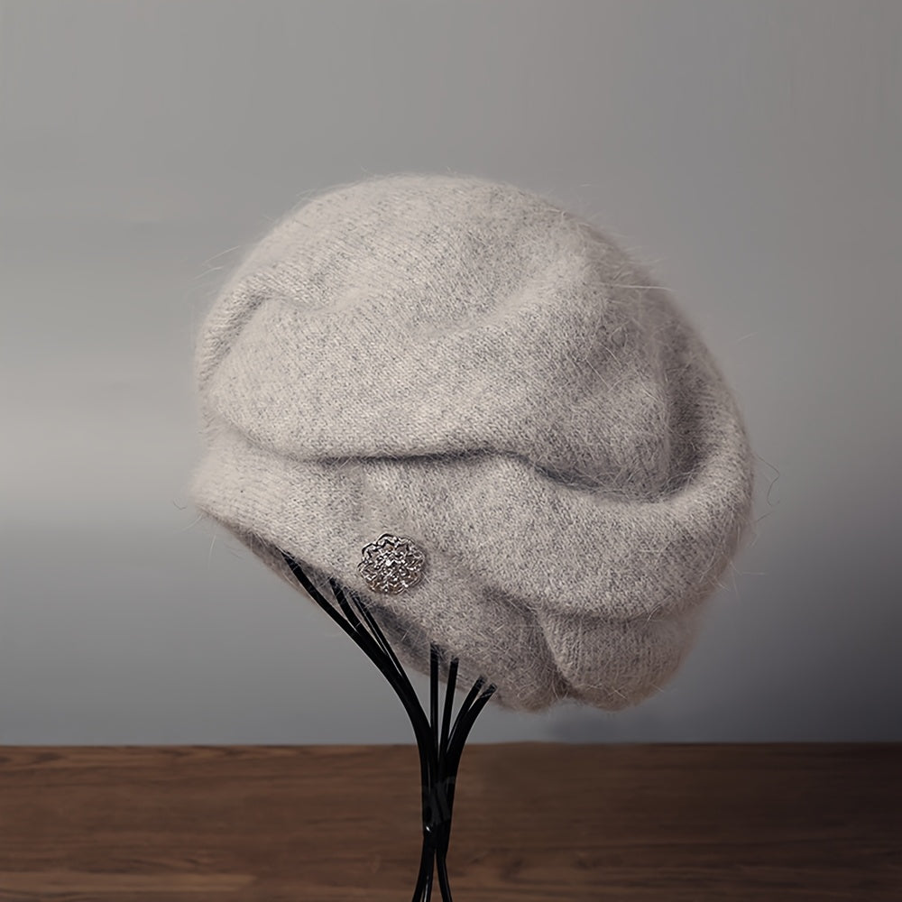 Emina | Bonnet femme en laine mélangée – Bonnet d'hiver chaud en maille