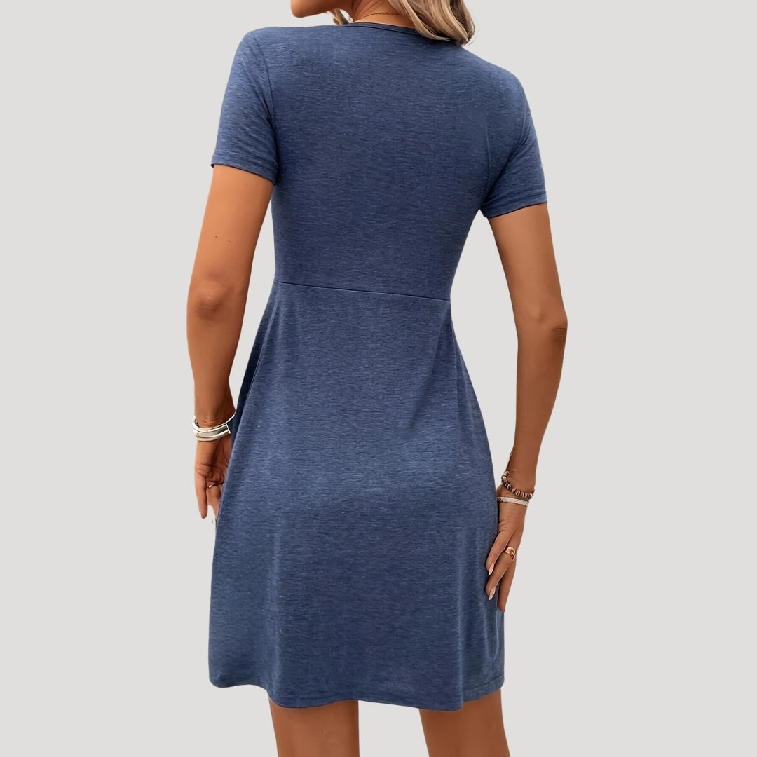 Marivonna | V-hals Zomer Mini Jurk – Gedraaide Voorkant, Casual Lichtgewicht Strand- en Vakantiejurk