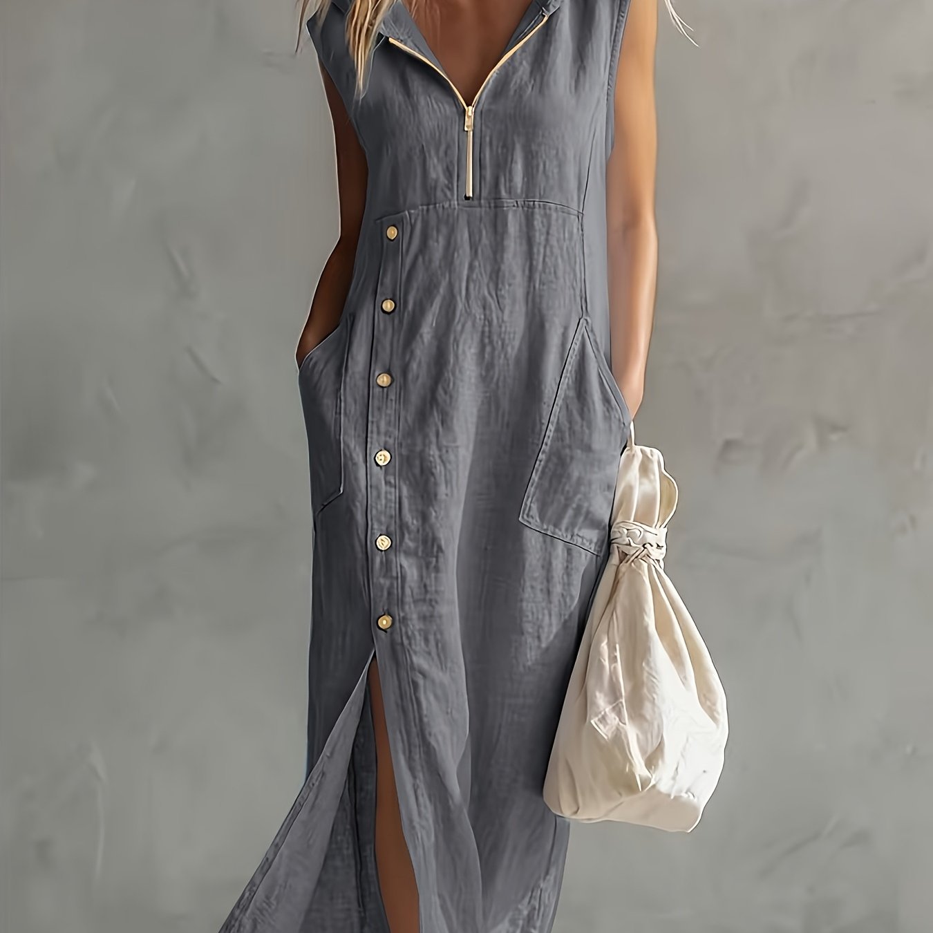 Kyrina | Zomerjurk met capuchon voor dames, casual, losse pasvorm, lichtgewicht, comfortabel