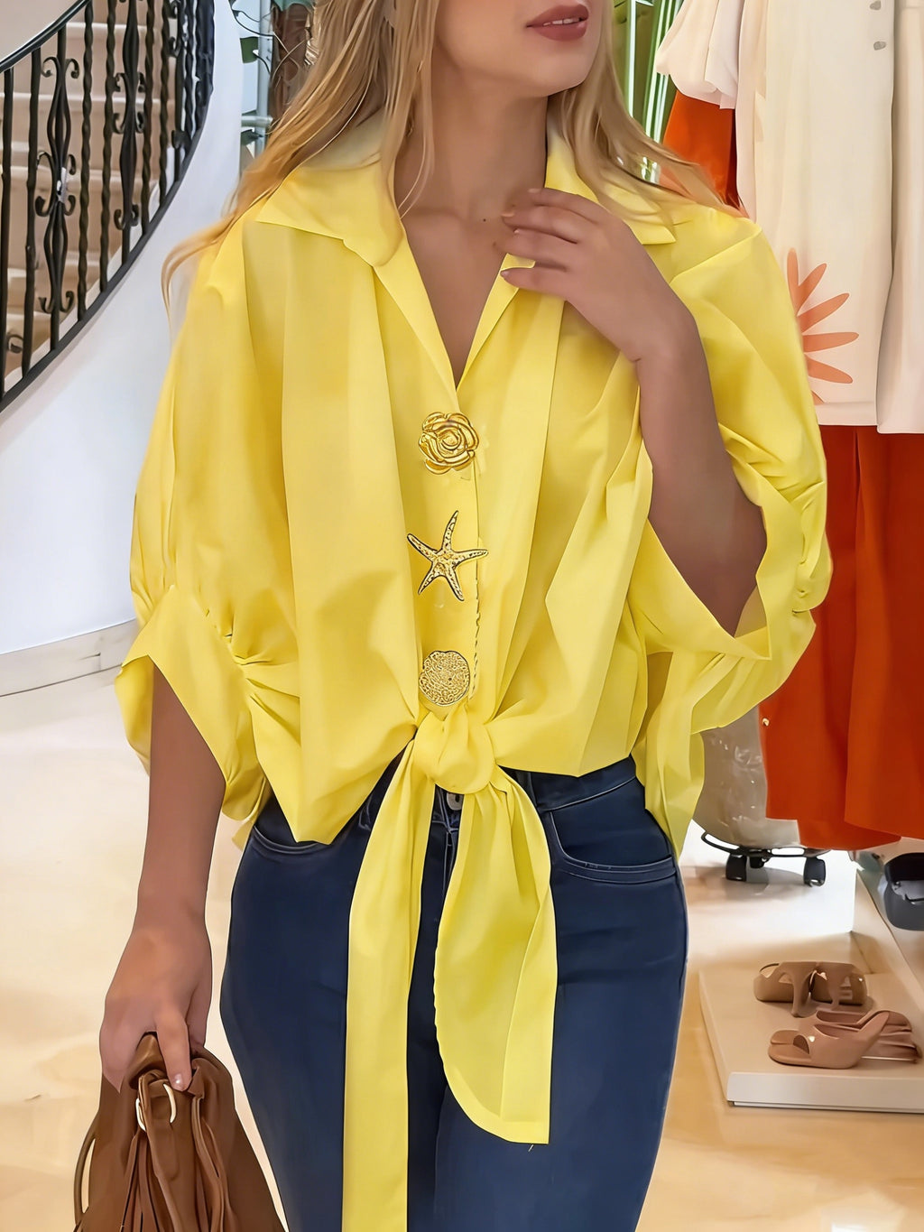 Walyra | Elegante casual damesblouse – Lichtgewicht overhemd met lange mouwen en knopen