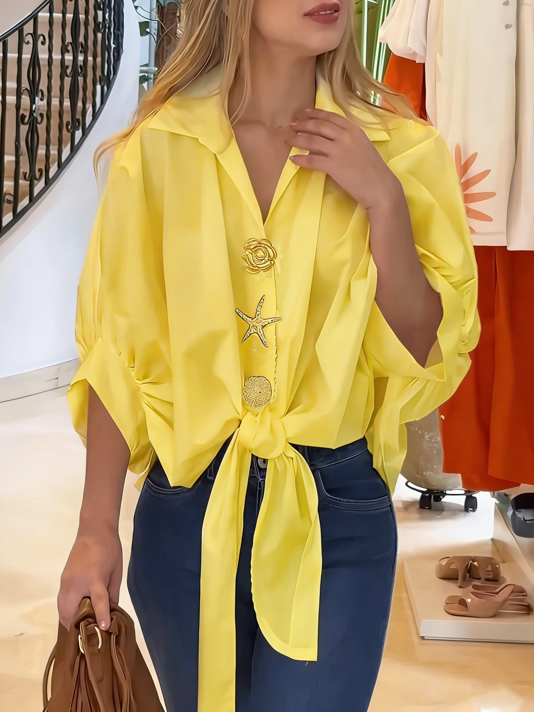 Walyra | Elegante casual damesblouse – Lichtgewicht overhemd met lange mouwen en knopen