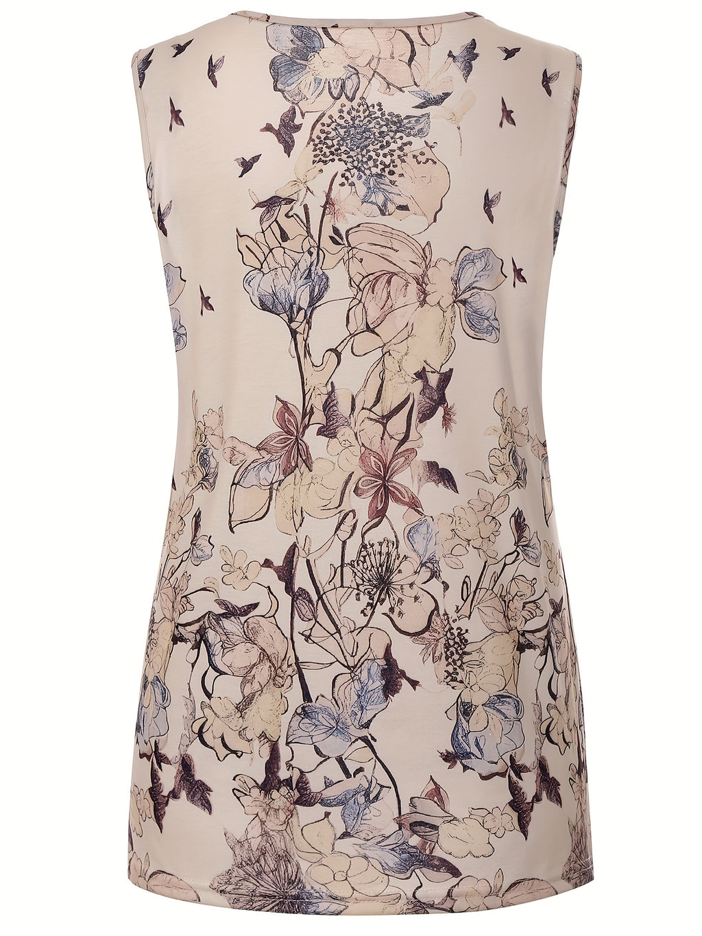 Myrina | Mouwloze top met bloemenprint en kanten patchwork voor dames – Elegante ronde hals