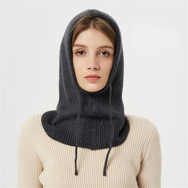 CozyVeil | Cagoule en laine tricotée – Bonnet d'hiver doux en cachemire et protection chaude pour le visage par temps froid