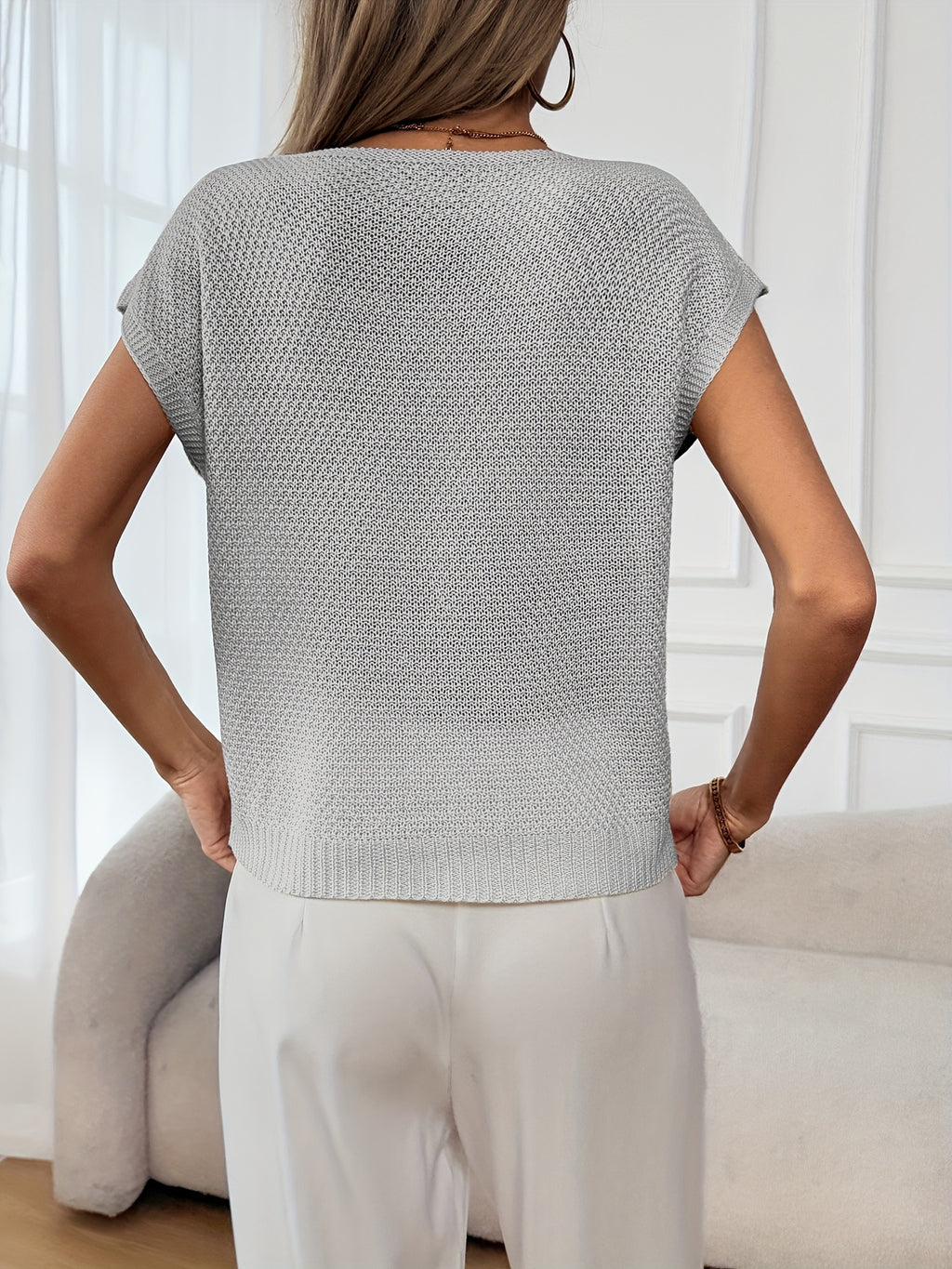Caelis | Damesvest met bloemenprint, mouwloos, gebreid, casual zomertop