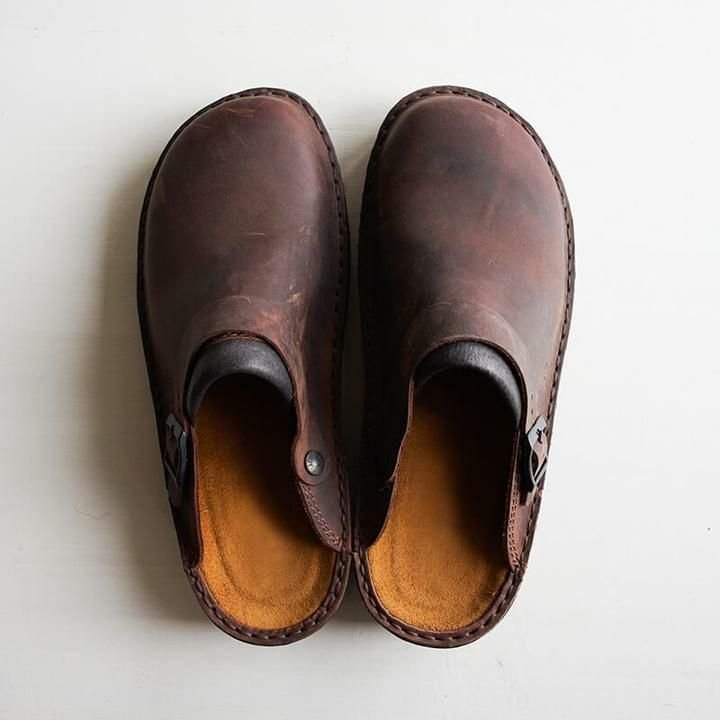 ErgoClog | Chaussons orthopédiques en cuir pour hommes – Sabots confortables avec soutien de la voûte plantaire