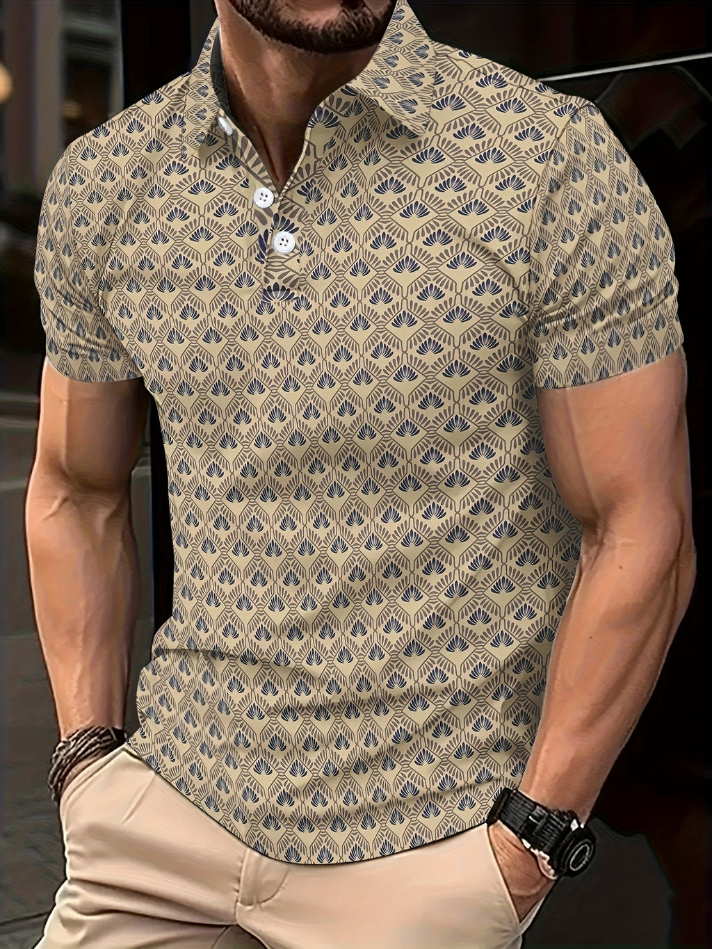 Severin | Casual Polo Shirt Heren - Korte Mouw Geometrische Print