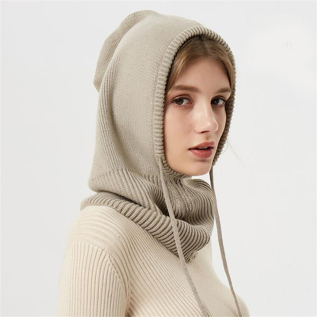 CozyVeil | Cagoule en laine tricotée – Bonnet d'hiver doux en cachemire et protection chaude pour le visage par temps froid