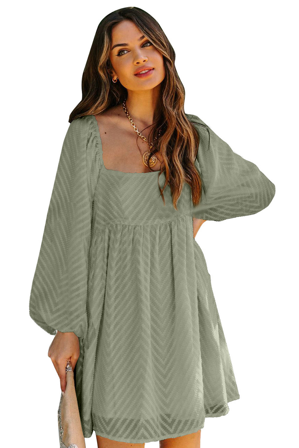 Pryselle | Korte babydoll-jurk voor dames met vierkante halslijn en pofmouwen, casual zomeroutfit
