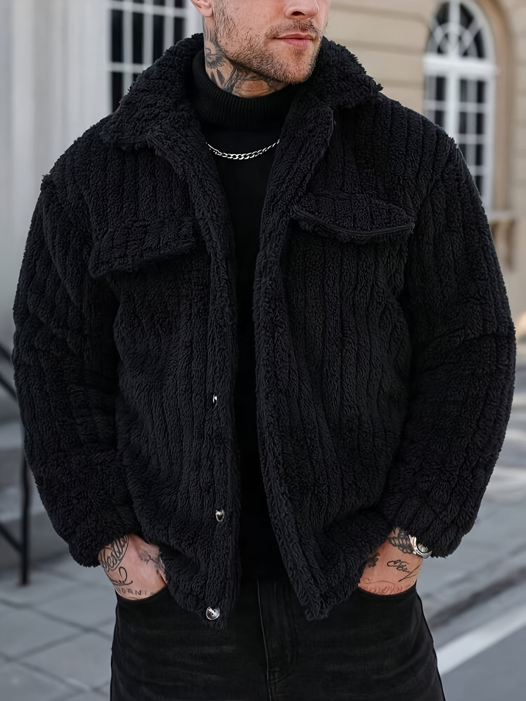 Bryler | Winterjas – Pluche fleecejas met luxe kraag, enkele knoopsluiting, zachte grijze casual bovenkleding